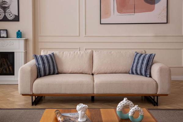 Luxury 2-piece living room set: 3-seater sofa with armchair design sofa suite