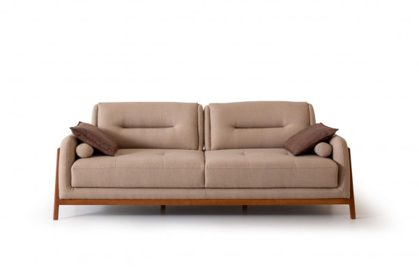 Designer sofa 3-seater luxury upholstery brown couch living room furniture
