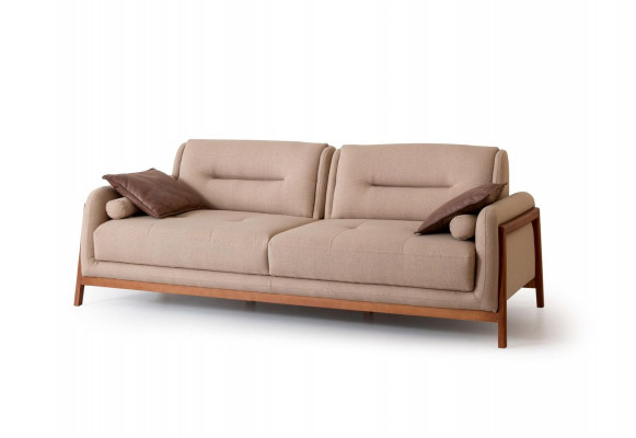 Designer sofa 3-seater luxury upholstery brown couch living room furniture
