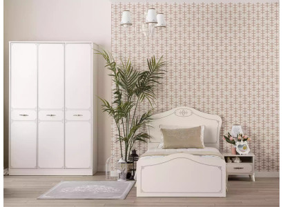 Complete youth bed functional bed pull-out set 3-piece wood white