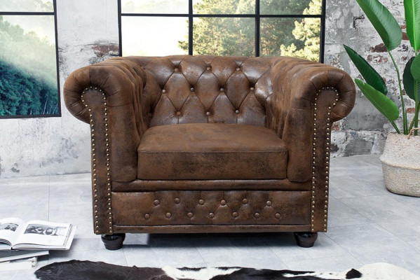 Chesterfield armchair TV couch 1 seater sofa textile fabric couches upholstery