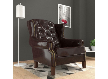 Designer armchair leather luxury TV couch relax 1-seater sofa lounge club