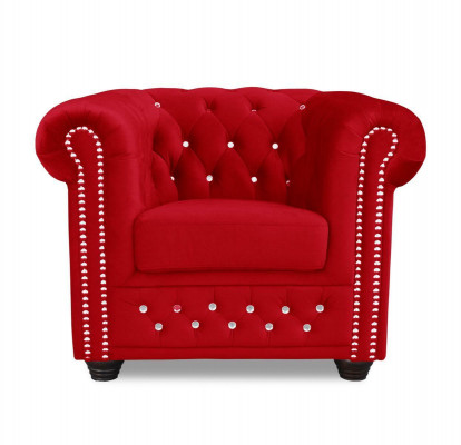 Chair Design Upholstery Modern Textile Fabric Red TV 1 Seater Chesterfield New