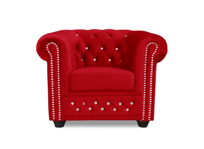 Chair Design Upholstery Modern Textile Fabric Red TV 1 Seater Chesterfield New