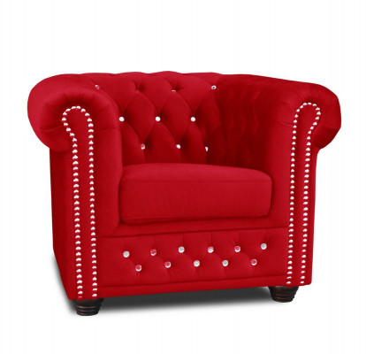 Chair Design Upholstery Modern Textile Fabric Red TV 1 Seater Chesterfield New