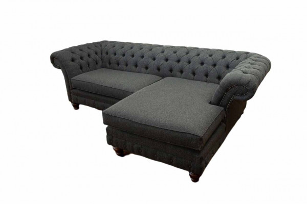 Chesterfield sectional sofa L-shape fabric design couch seating sofa textile corner new