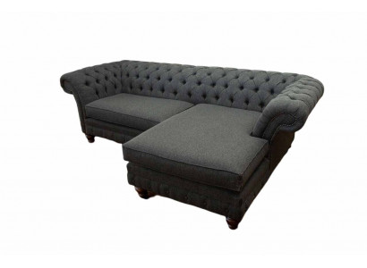 Chesterfield sectional sofa L-shape fabric design couch seating sofa textile corner new