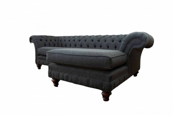 Chesterfield sectional sofa L-shape fabric design couch seating sofa textile corner new
