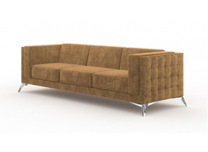 Three-seater couch upholstered fabric Chesterfield sofa set