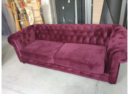 Sofa 2-seater upholstery metal design couches velvet vintage style Chesterfield