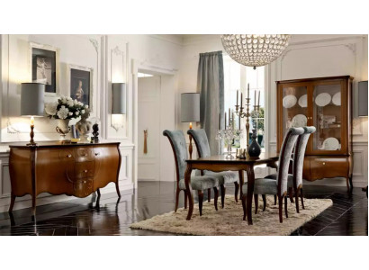 Complete Set Dining Table 4x Chairs Dining Room Set Group Wood Cabinet 7-piece