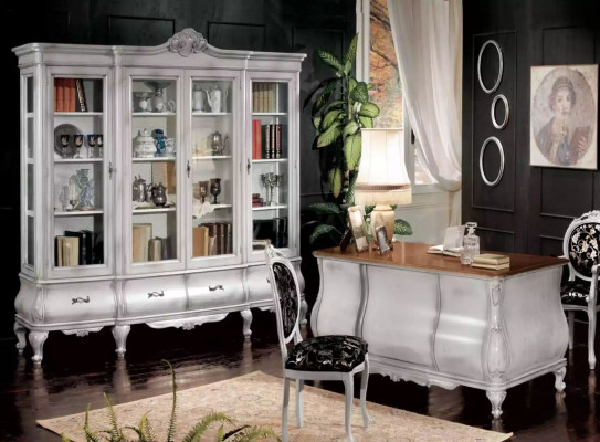 White office furniture desk bookshelf luxury table shelf furnishings