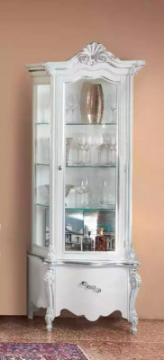 White living room set TV-stand coffee table 2x display cabinet luxury wooden furniture