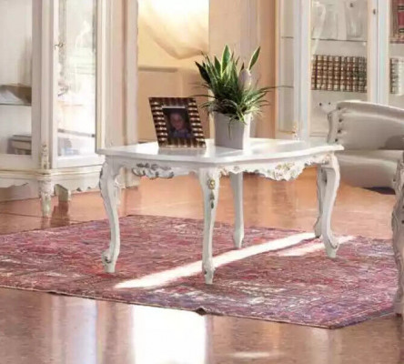 White living room set TV-stand coffee table 2x display cabinet luxury wooden furniture
