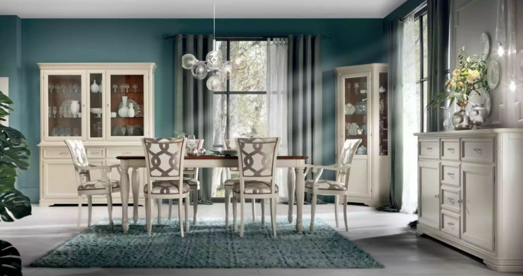 Dining room dining table 6x chairs set sideboard group 10-piece complete