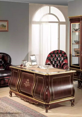 Classic office furniture desk bookshelf 4-piece wooden furniture