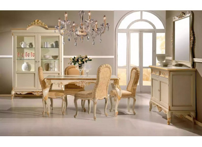 Dining table with 4 chairs dining room set, dining group wood 8-piece set.