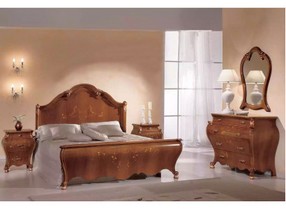 Brown bedroom set luxury furniture beds nightstands mirror dresser