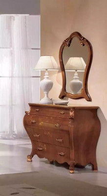 Brown bedroom set luxury furniture beds nightstands mirror dresser