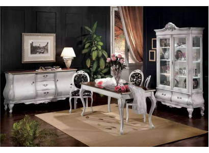 Classic dining room furniture dining table 4x chairs sideboard display cabinet luxury