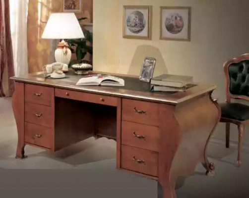 Brown Office Set Luxury Desk Showcase Swivel Chair Classic 3-piece Set