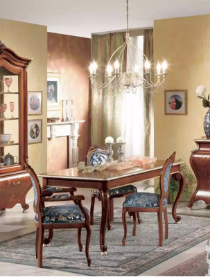 Large dining room set luxury furniture dining table 4x chairs sideboard mirror 8-piece