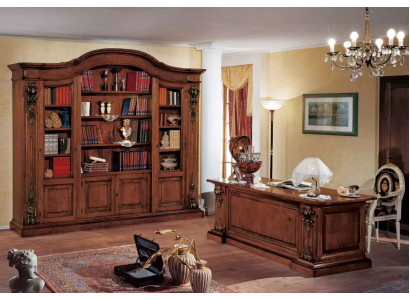 Brown classic office furniture solid wood desk bookcase cabinets