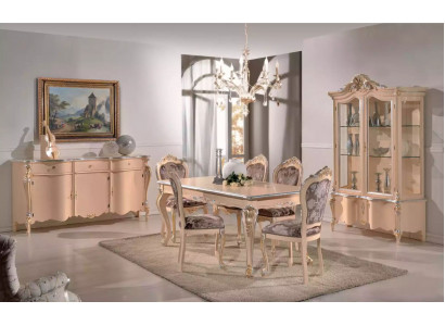 Dining room furniture dining table display cabinet dresser 4x chairs dining set 7-piece suite