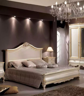 Bedroom set: bed, 2x nightstands, wardrobe, dresser, mirror