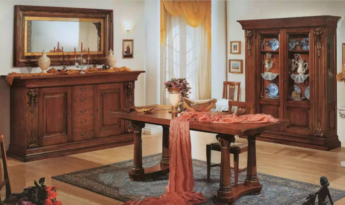Dining room set, dining table, sideboard, display cabinet, mirror, luxury classic furniture