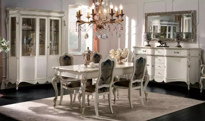 Classic dining table set with 4 chairs, dining room group, table seating group, 8-piece set.