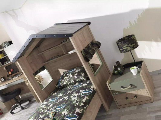Nightstand bedside table bedroom wood brown children's nightstand green