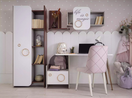 Cabinet Bookcase Children's Shelf Bookcase Children's Furniture Pink Wood