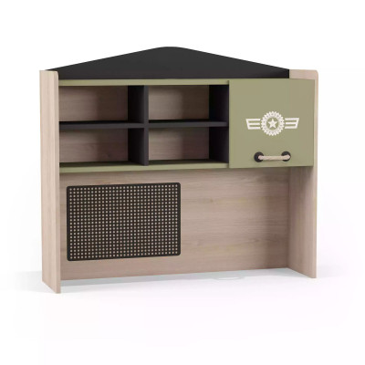 Desk set wooden table bookshelf green children's room