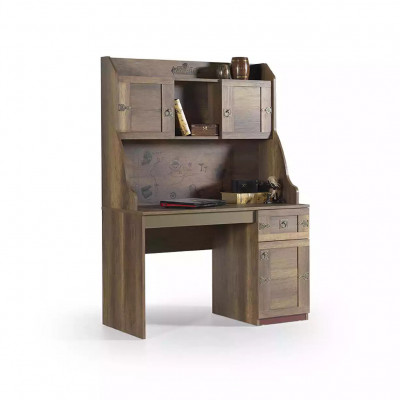 Pirate Wooden Desk Set with Bookshelf, Brown, Children's Room