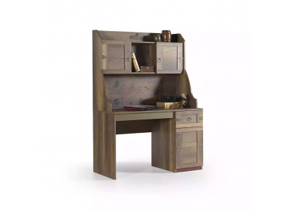 Pirate Wooden Desk Set with Bookshelf, Brown, Children's Room