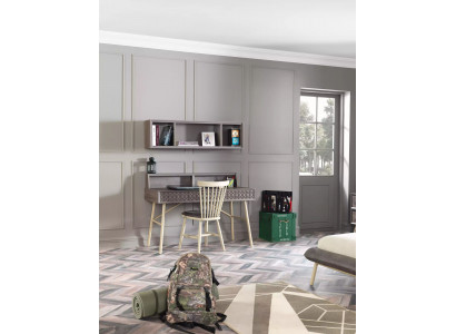 Desk Bookshelf Computer Desk Shelf Gray Wood Children's Set 2-piece