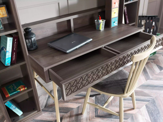 Desk Bookshelf Computer Desk Shelf Gray Wood Children's Set 2-piece