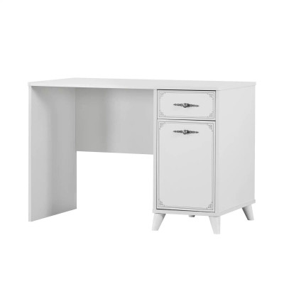 Group Computer Desk Writing Desk Set Wood Bookshelf White 3-Piece Shelf