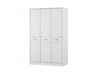 Wooden Cabinet Luxury Wardrobe Closet Furniture Wood White 3-Door Design