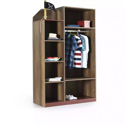 Pirate wooden cabinet luxury wardrobe children's wood brown 3 door