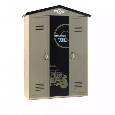 Wardrobe Wooden Cabinet Luxury Wardrobe Furniture Wood 3-Door 0Design Green