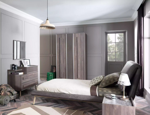 Wooden cabinet luxury wardrobe cabinet furniture wood gray 3-door design