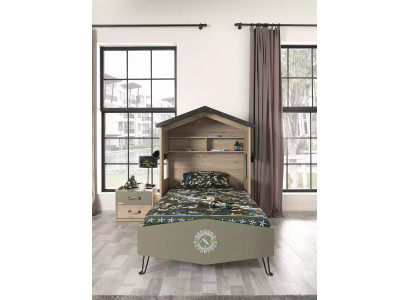 Complete children's furniture children's bed bed wood green set 2-piece nightstand