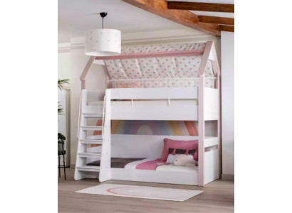 Bunk bed children's room children's bed bed frame wood pink loft bed