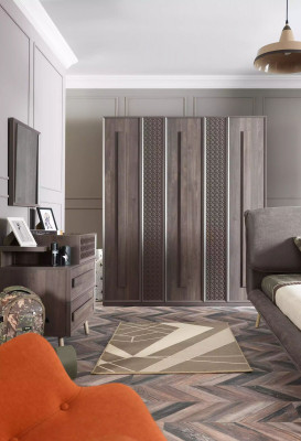 Luxury wardrobe cupboard wooden cabinet furniture wood gray 5-door design