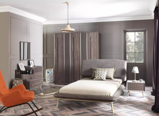 Luxury wardrobe cupboard wooden cabinet furniture wood gray 5-door design