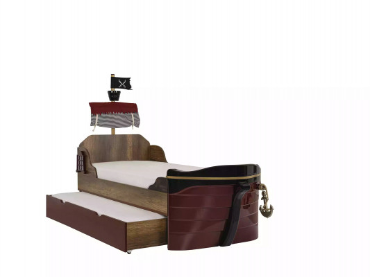 Pirate functional bed children's bed brown wood set nightstand beds bed