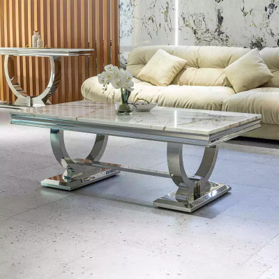 Modern gray coffee table stainless steel table living room tables luxury design