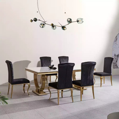 Designer rectangular dining table dining room furniture luxury stainless steel tables